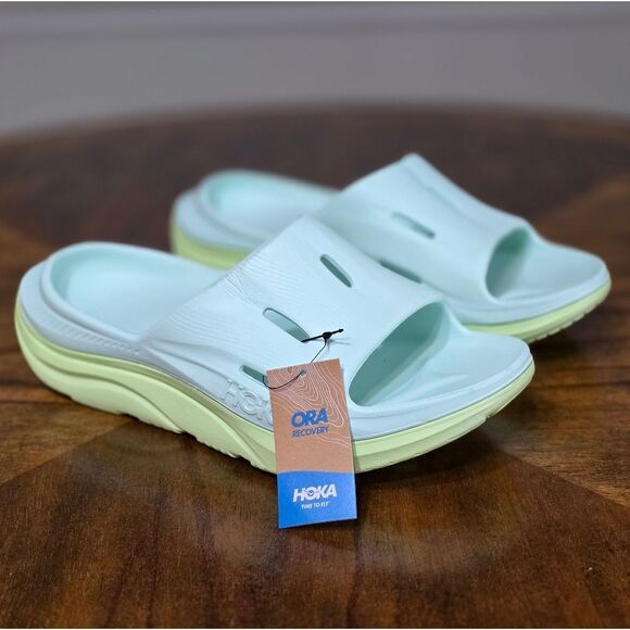 Hoka Ora Recovery Slide 3 Sandals Aqua Breeze Celery Green Women's 11 Clifton LE - Picture 4 of 14